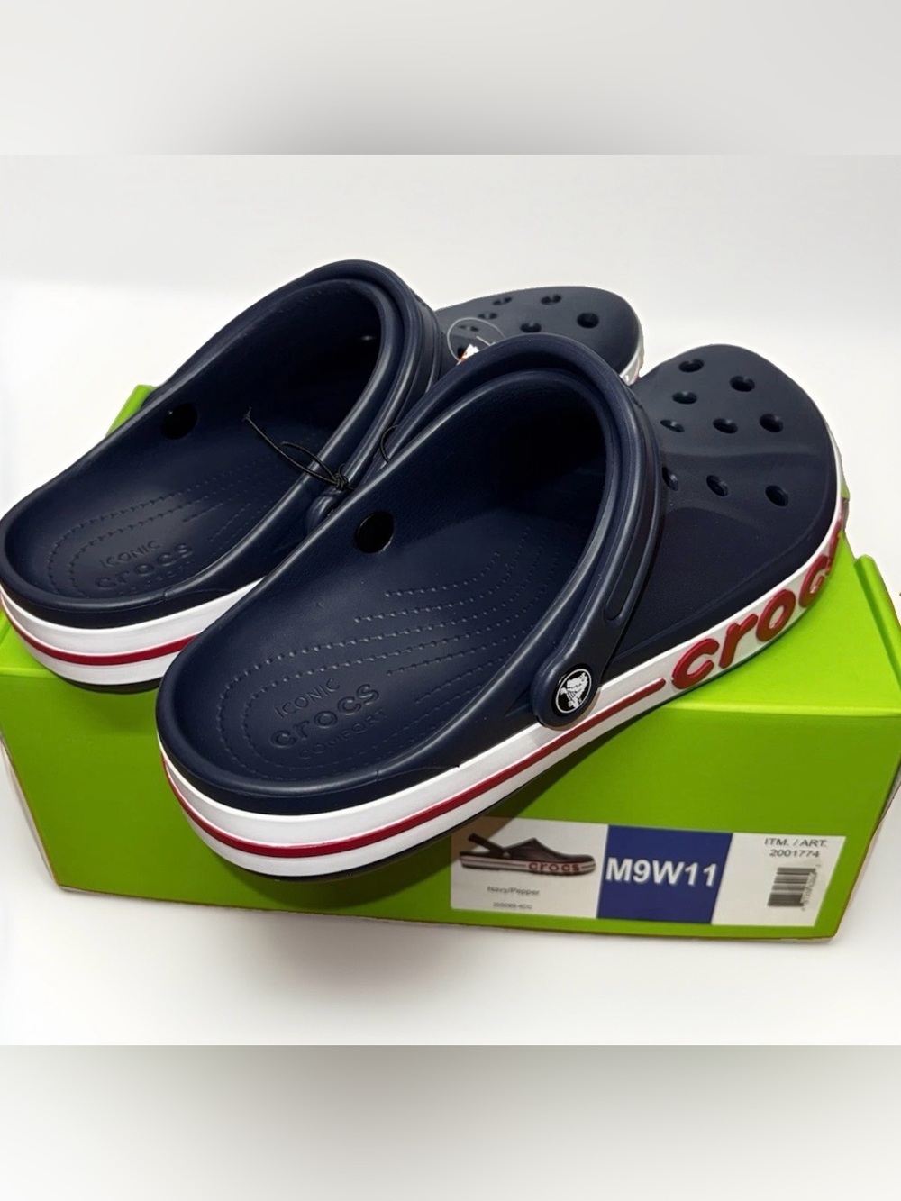 Crocs Bayaband M7-W9,  Color:Navy/Pepper , Slip-On Paisley Band 205089-4CC NWT